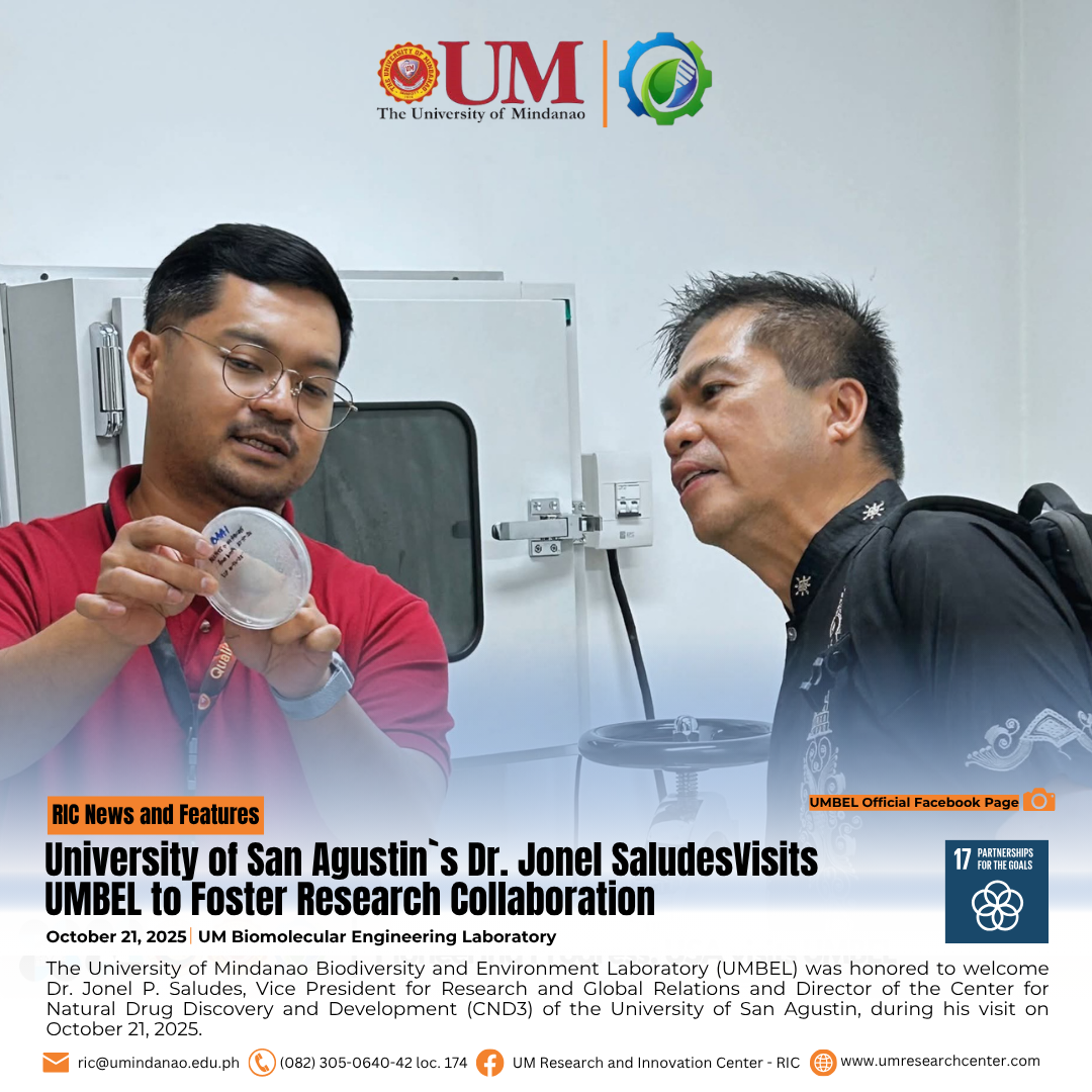 University of San Agustin`s Dr. Jonel Saludes Visits UMBEL to Foster Research Collaboration